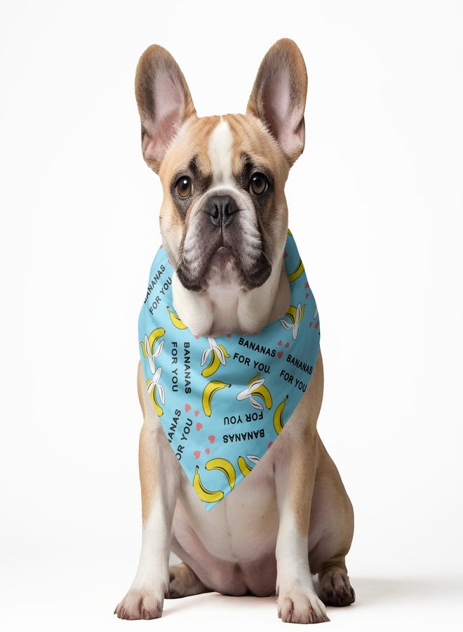 دبليو وشاح كلاب قطني ممزوج بنقشة الموز | هذا الوشاح الرائع مثالي لنزهاتك اليومية. مقاس واحد يناسب الجميع | لون أزرق، قطعة واحدة - Image 2